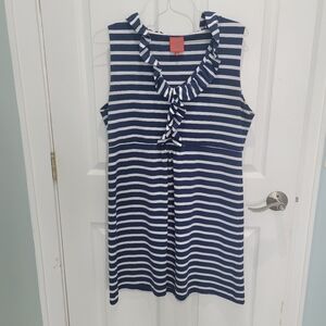 Tracy Negoshian XL Nautical Navy Striped Dress Vacation Graduation Country Club